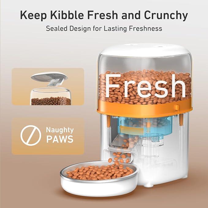 Yuposl Automatic Cat Feeders - 2L Cat Food Dispenser Easy to Use, Timed Automatic Pet Feeder with Over 180-day Battery Life, 1-6 Meals Dry Food Programmable Portion Control Also for Dogs