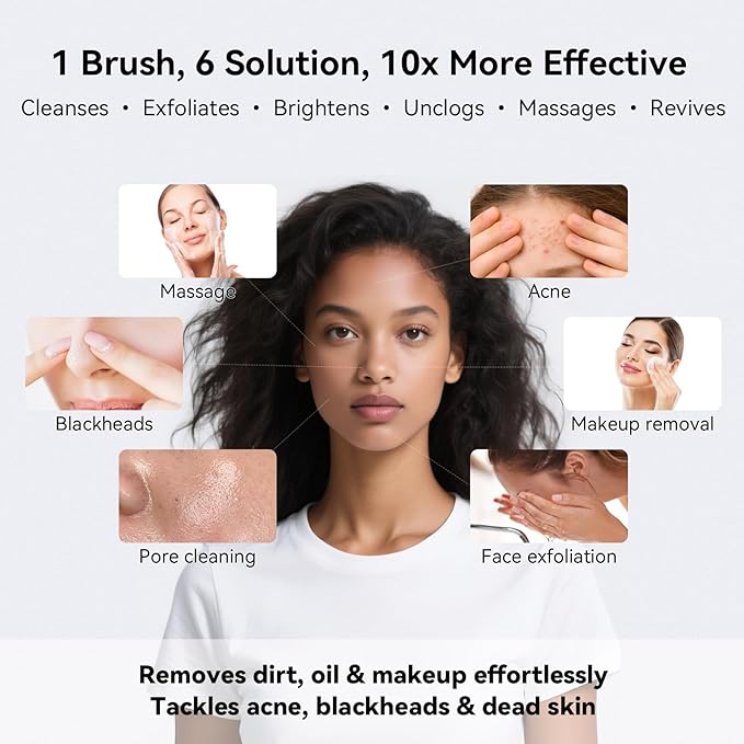 PURTIF Electric Facial Cleansing Brush,Rechargeable Silicone Face Scrubber exfoliator,3 Speeds,Waterproof, Exfoliating & Massage,for Women Men Skincare, Romantic lavender Birthday Valentine's Day gift