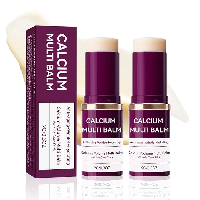 Calcium Volume Multi Balm (2pcs) - Anti-Wrinkle Stick with Collagen, Korean Formula, Moisturizes & Firms Skin, Reduces Fine Lines for Eye, Neck and Face Care
