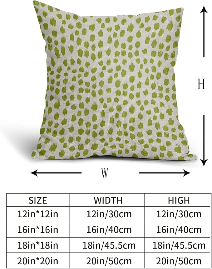 Lime Green Cream Pillow Covers 16x16 Set of 2 Boho Design Polka Dot Throw Pillows Modern Brush Strokes Print Decorative Outdoor Pillowcase Square Cushion Cover Linen Pillow Case for Sofa Couch Bed