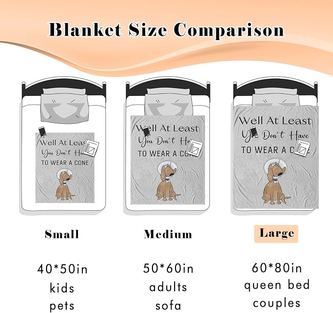 Get Well Gifts for Women/Men After Surgery, Sympathy/Feel Better/Get Well Soon Gifts for Woman, Surgery Recovery Gifts for Man, at Least You Dont Have to Wear A Cone Blanket 60"x80"