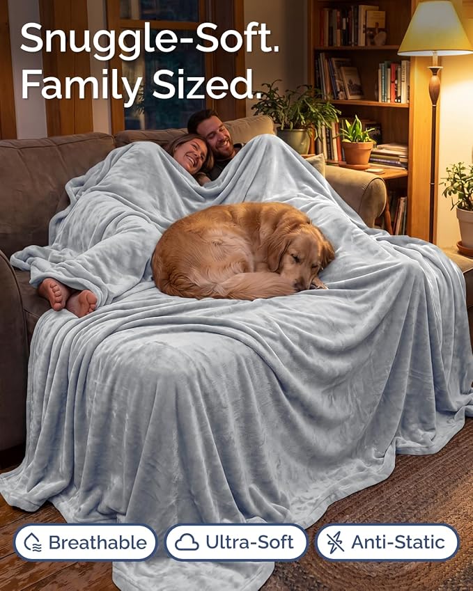Ultra Soft Fleece Blanket Giant Blanket Size - Flannel Fleece Luxury Blanket - Lightweight for Couch Bed Chair - Thick, Warm and Breathable - All Season Cozy, Grey