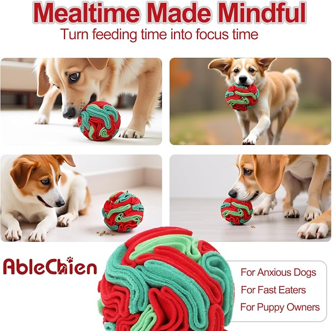 Ablechien Snuffle Ball for Dogs - Interactive Dogs Toys to Keep Them Busy, Dog Puzzle Toy, Christmas Dog Toys Gifts for Small, Medium Pet Daily Companionship, Training Reward Gift