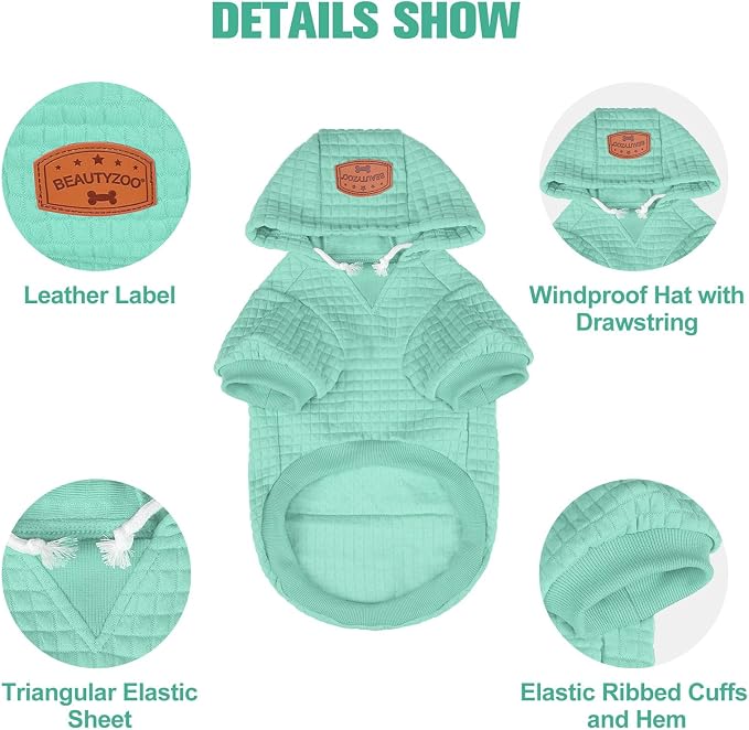 BEAUTYZOO Dog Hoodies Sweater for Large Dogs,Waffle‑Like Laminated Pet Coat | Warm Dog Sweatshirt with Pocket & Leash Hole,Pullover Clothes for Girl Boy Dogs,Stretchy & Easy‑On‑Off,Labrador & Great Danes