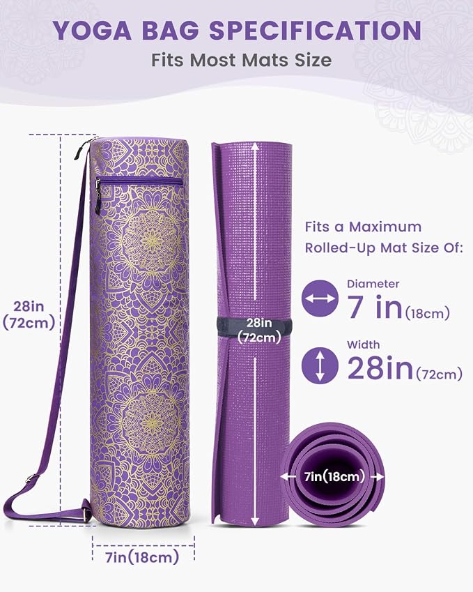 Gonex Yoga Mat Bag, Yoga Mat Carrier Full-Zip Exercise Yoga Mat Carry Bag for Women Men with 2 Multi-Functional Storage Cargo Pockets Extra Wide Adjustable Shoulder Strap