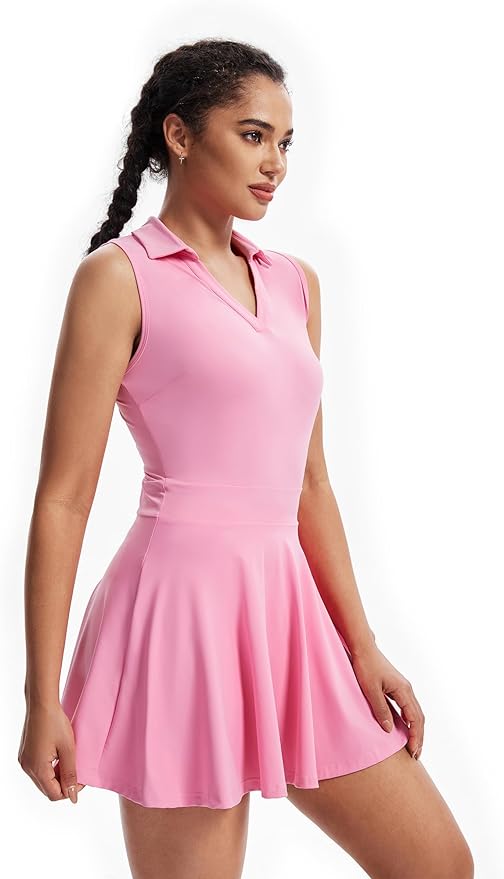 Cute Golf Tennis Dress Workout Athletic Dresses for Women with Shorts Pockets 2 Piece Sets Outfits Summer Clothes