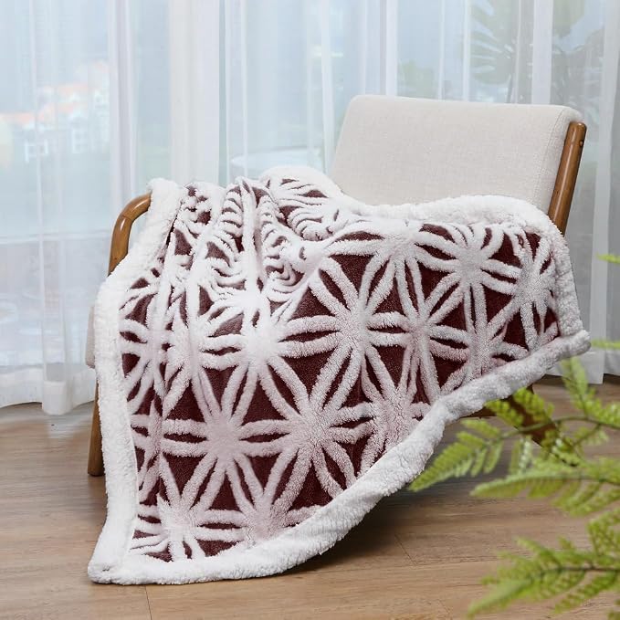 LOMAO Sherpa Fleece Blanket Fuzzy Soft Throw Blanket Dual Sided Blanket for Couch Sofa Bed (Rose Brown, 51"x63")