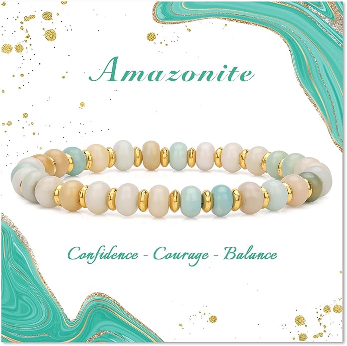 GolbalJew 4 * 6mm Gemstone Rondelle Bead Bracelets for Women Healing Crystal Stone Beads Bracelet Handmade Beaded Spiritual Jewelry Gifts