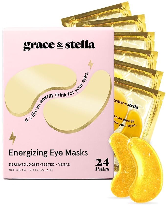grace & stella Eye Mask Gold 24 Pairs + Round Pimple Patch 36-Pack Bundle
