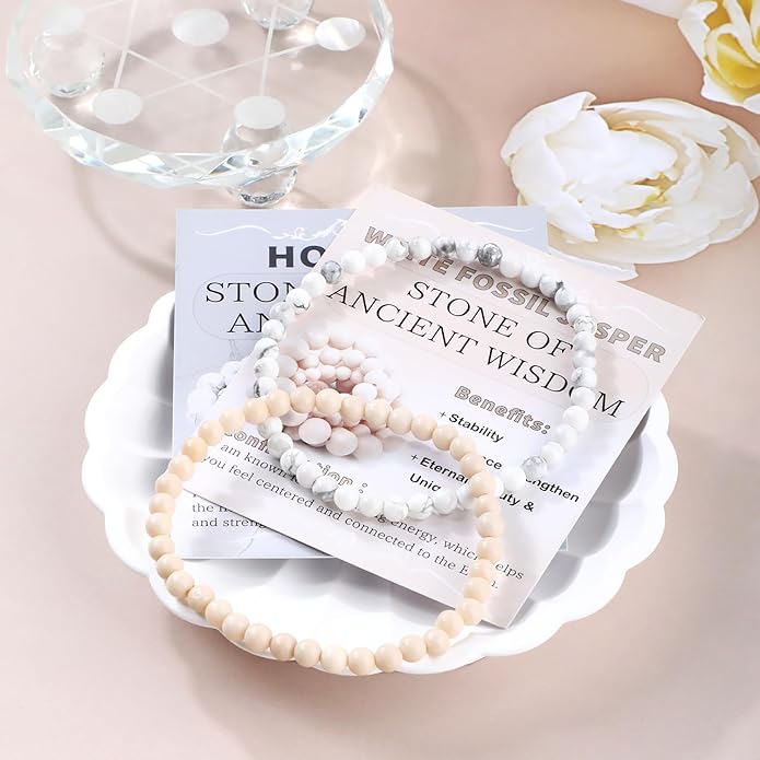 NCB 2.3-Piece 4mm Natural Crystal Gemstone Stretch Bracelets – Handmade Reiki Energy Healing Jewelry for Meditation,Yoga, Unisex