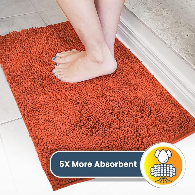 Muddy Mat® | Super Water Absorbent Door Mat Indoor, Microfiber Quick Dry Chenille Entryway Rug, Slip Resistant Front Door Mat, Indoor Mats for Entryway, Machine Washable Pet Rug, Coral 30" x 48"