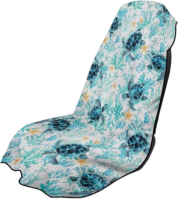 INSTANTARTS Sea Turtle Car Seat Cover Protector Sweat Towel Multi-Functional Car Towel Car Seat Towel Cover