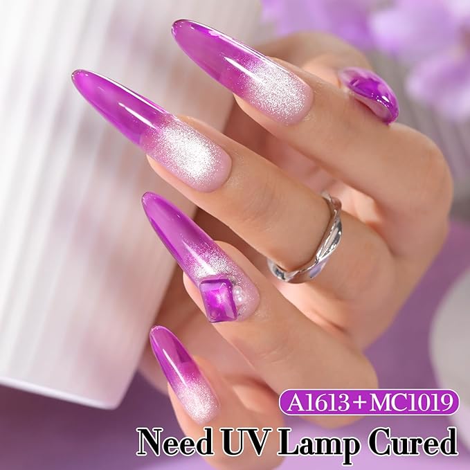 Double Rhythm 0.5 Oz Jelly Gel Polish Same Color Same Bottle Sheer Neutral Natural Light Milky Pastel 15ML Translucent Polish Art DIY at Home (Purple-A1613)