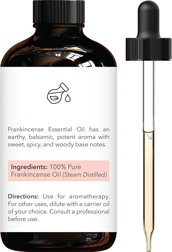 Brooklyn Botany Frankincense Essential Oil - Huge 4 Fl Oz - 100% Pure and Natural - Premium Grade with Dropper - for Aromatherapy and Diffuser