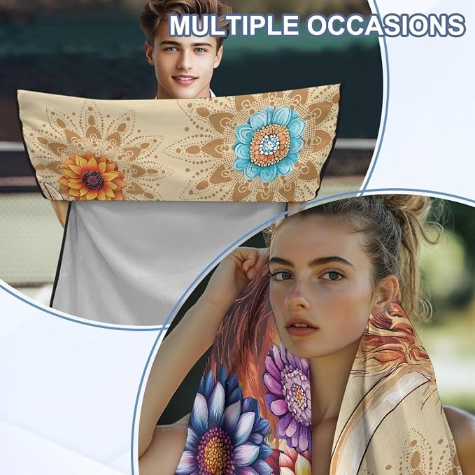 INSTANTARTS Dahlia Highland Cow Car Seat Cover Protector Sweat Towel Multi-Functional Car Towel
