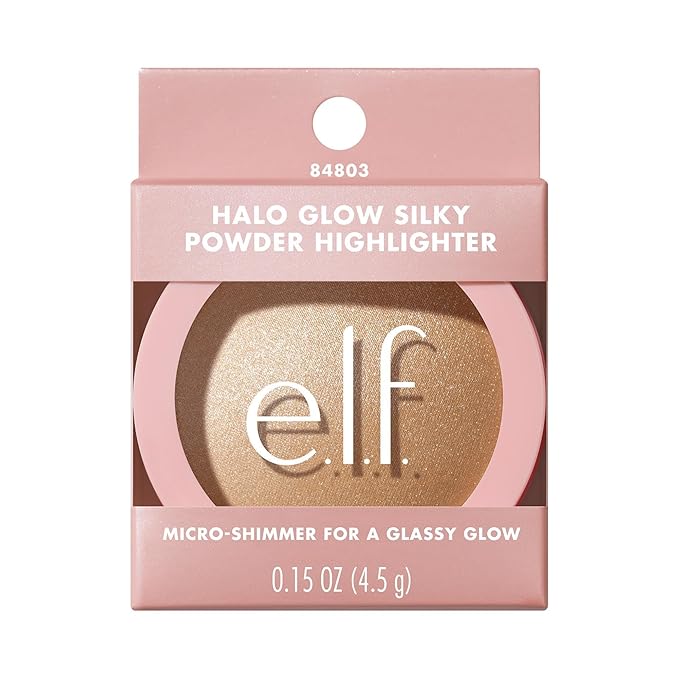 e.l.f. Halo Glow Silky Powder Highlighter, Long-Lasting Luminous Finish, Cake-Resistant With Micro-Shimmer, Vegan & Cruelty-Free, Prosecco Poppin'