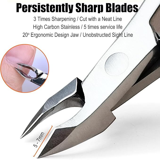 LePinko Professional Cuticle Trimmer with Cuticle Pusher, Super Labor-saving Dead Skin Nippers, Sharp Hangnail Remover for Fingernail Toenail, Pedicure Manicure Nail Care Tool for Women Men, 7mm Jaw