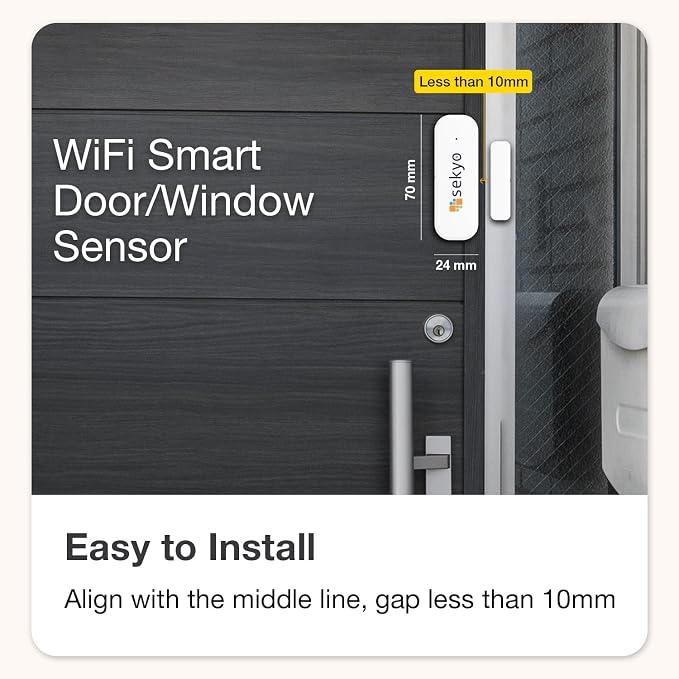 SEKYO Smart Home Security Combo – 2‑Way Video Calling Pet Camera with 2.8" Display + (4 Qty) Smart WiFi Door & Window Sensors | 1080P, 360° PTZ, App Control, Tuya Smart Life, Works with Alexa/Google H