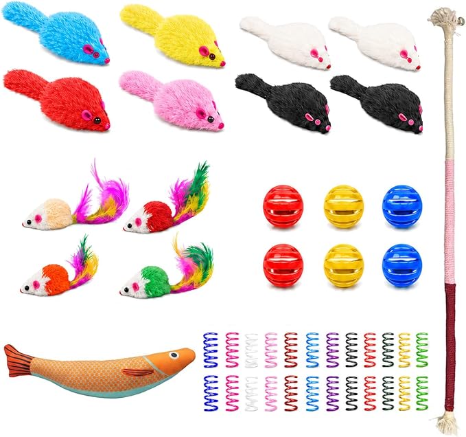 Cat Toys for Indoor Cats, 44 Pack Interactive Cat Toy Set for Kitten