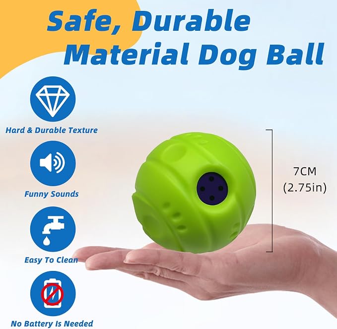 Dog Toys Ball, Interactive, XS, 2.75 in (7 cm) | No Paint, Gibbering Sound, Surface Concave Lines