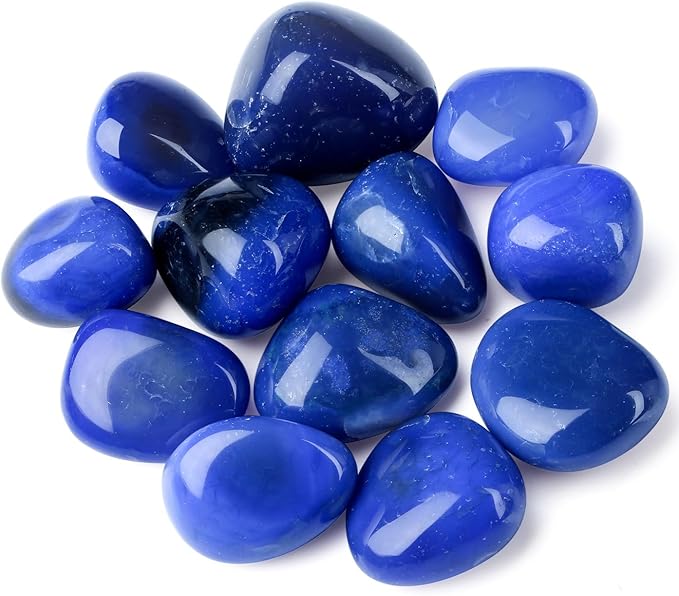DUQGUHO Blue Carnelian Healing Crystals Stones Set Natural Crystals Bulk Irregular Tumbled Polished Crystal Stones 0.45 lbs