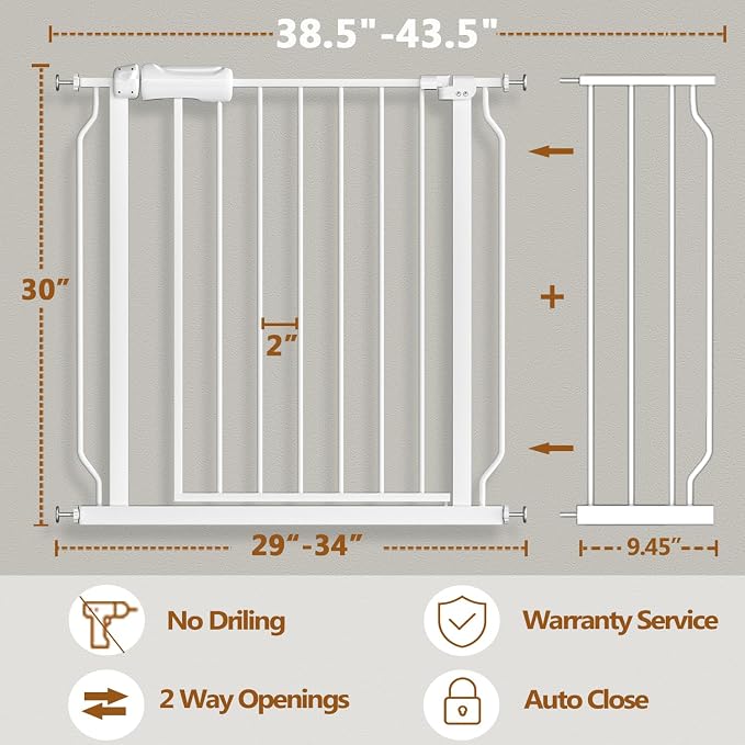 Fairy Baby 38.5-43.5 Inch Extra Wide Baby Gate for Doorways Stairs Hallway