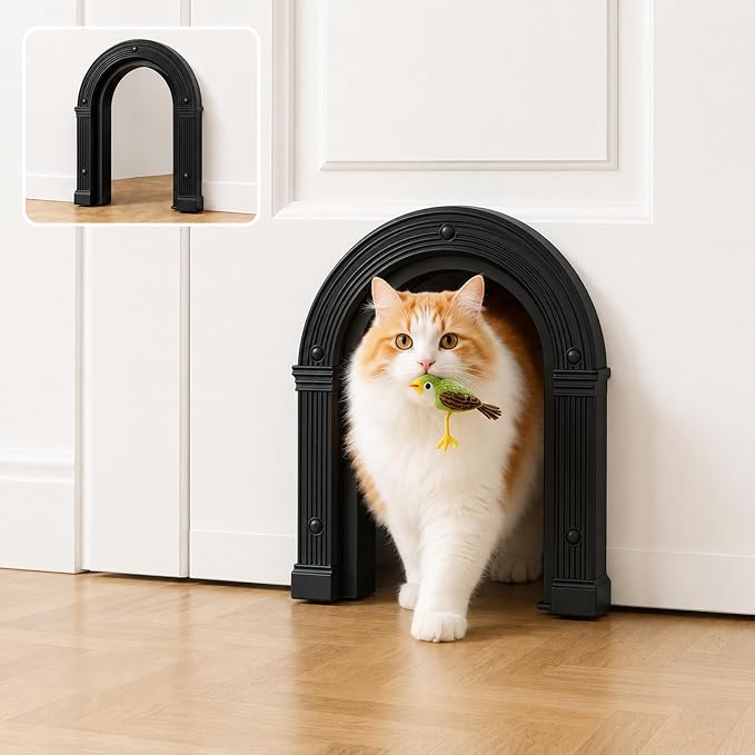 Cat Door for Interior Doors Large Cat Door for Cats Up to 25 lbs, No-Flap