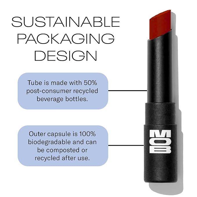 MOB Beauty Soft Matte Lipstick Redemption – Muted Merlot Red | Weightless, One-Swipe Color Infused with Skincare | Vegan, Silicone-Free, Cruelty-Free Formula in a Biodegradable Capsule
