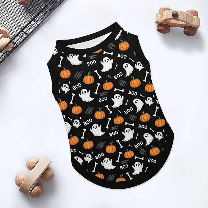 Halloween Pet Vest Spooky Boo Pet Shirts Large | bone pumpkin Dog Shirt Vest cute pet Sleeveless Vests Ice Silk Dog T-Shirts holiday Dog Clothes Halloween Canine Wear