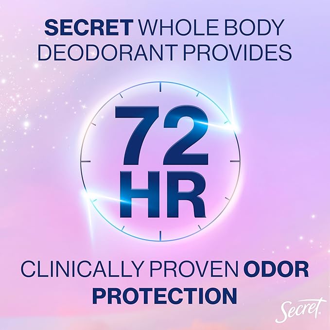 Secret Whole Body Deodorant Dry Feel Cream + Absorbs Sweat for Women, Light & Fresh Scent, Aluminum Free Deodorant, 72 HR Odor Protection, 3.0 oz