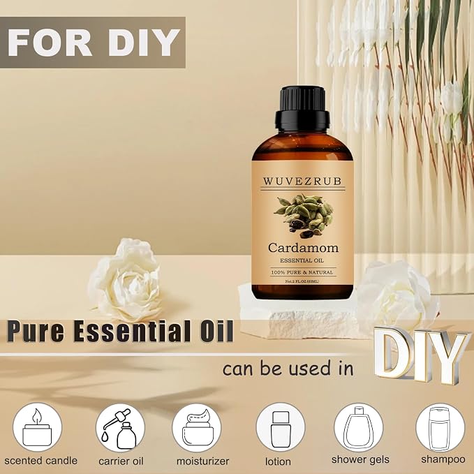 Cardamom Essential Oils 60ML, 100% Pure and Natural Essential Oil for Aromatherapy Diffuser - 2 Fl Oz/Cardamom