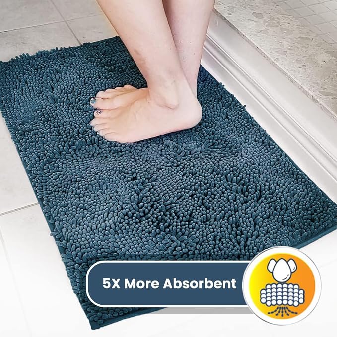 Muddy Mat® | Super Water Absorbent Door Mat Indoor, Microfiber Quick Dry Chenille Entryway Rug,Slip Resistant Front Door Mat,Indoor Mats for Entryway,Machine Washable Pet Rug, Atlantic Blue 36"x60"