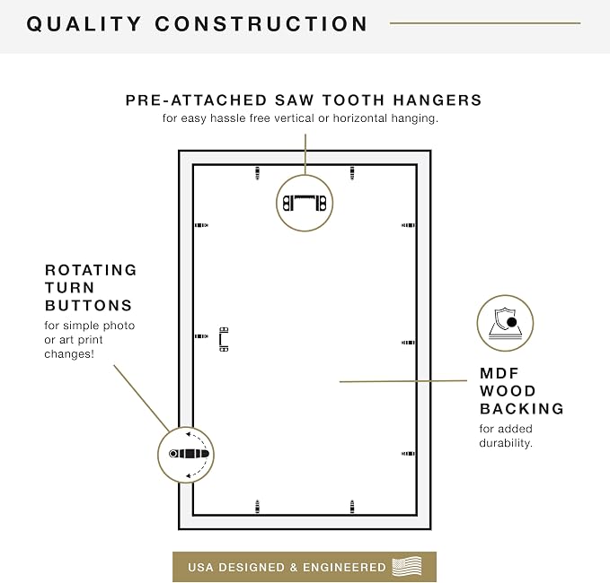 MCS Studio Gallery 14x22 Poster Frame White Woodgrain Engineered Wood, Vertical & Horizontal Wall Hanging Large Picture Frame for Photos, Posters & Art Prints (1-Pack)