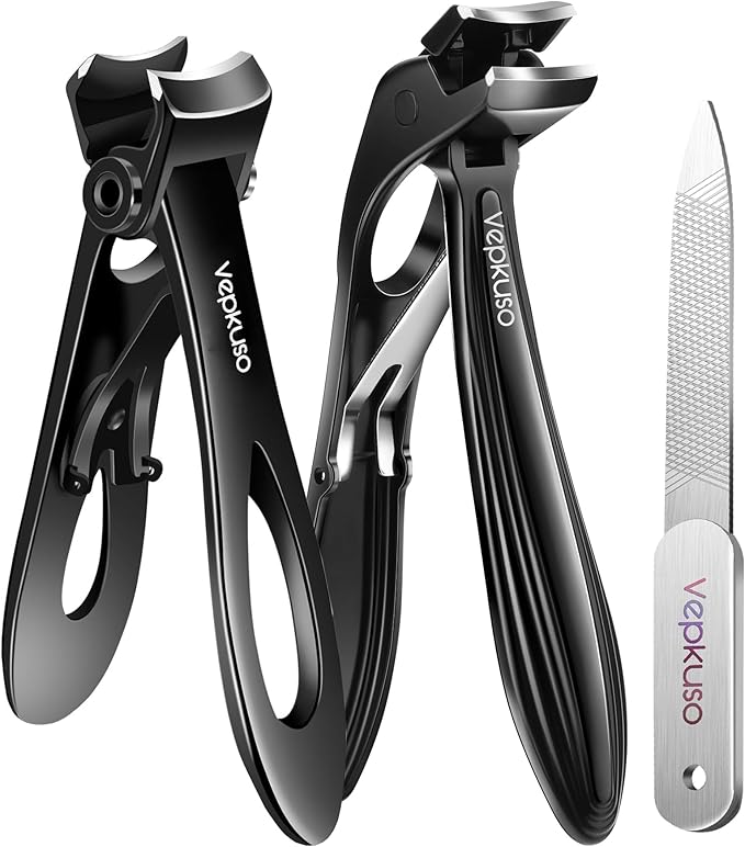 Toenail Clippers for Seniors & Thick Nails - Professional Stainless Steel Nail Clippers for Thick Toenails - Toenail Clippers with Wide Jaw - Men, Women, Elderly Manicure Set