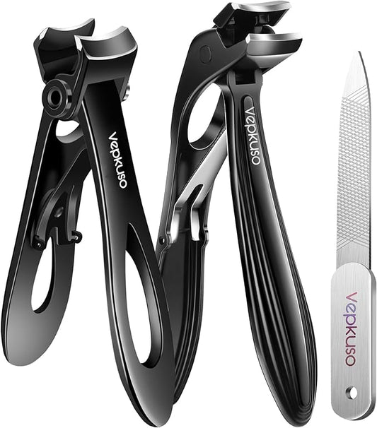 Toenail Clippers for Seniors & Thick Nails - Professional Stainless Steel Nail Clippers for Thick Toenails - Toenail Clippers with Wide Jaw - Men, Women, Elderly Manicure Set