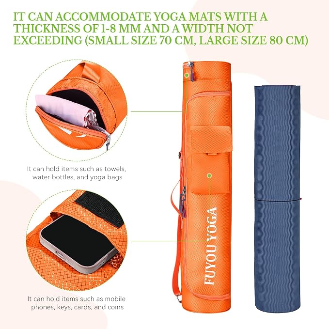 Upgrade Yoga Mat Bag, Waterproof Yoga Gym Bag Tote Bag with Adjustable Strap, Multi-Pockets Yoga Mat Carrier for Gym, Fitness