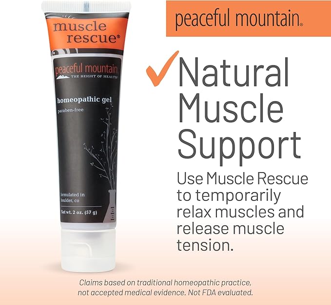 Peaceful Mountain Muscle Rescue Homeopathic Gel - for Muscle discomfort with Arnica and Comfrey - 2oz