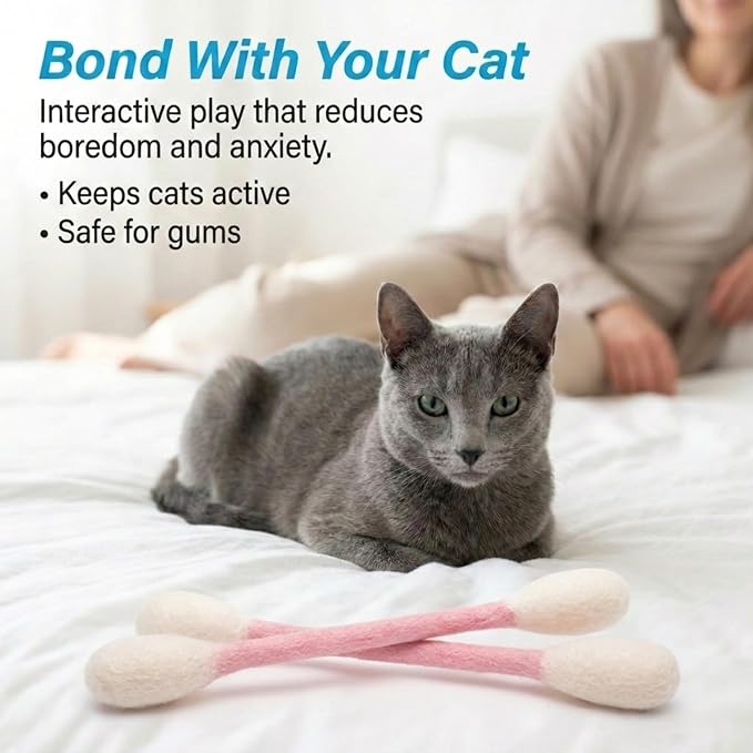 Glaciart One XXL Swabs Cat Toys with Catnip - 2 Pk | Durable for Chew, Cute Cat Toys Interactive Kitty for Boredom, Exercise, & Play | Filled w/Organic Catnip for Anxiety & as Digestive Aid