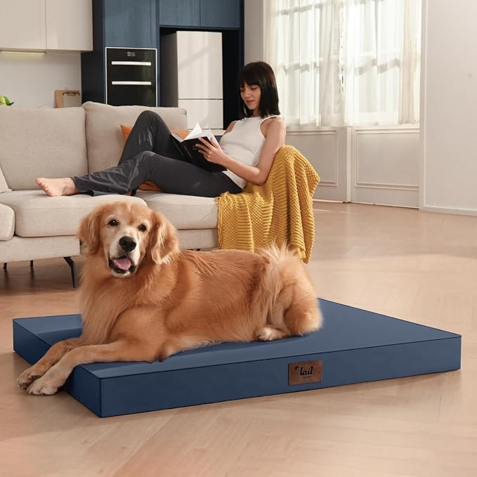 Waterproof Orthopedic Outdoor Dog Bed XL for Extra Large Dogs | Egg Crate Foam for Joint Support, TPU Waterproof Layer, Machine Washable 1680D Oxford Cover, 44 x 32 Inch, Up to 90 lbs