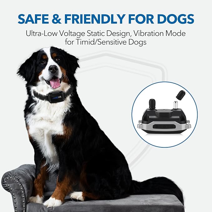 DOG CARE Rechargeable Dog Bark Collar with Intelligent Bark Control, Vibration, Effective Sound, Shock Training Modes for Dogs with 5 Adjustable Levels, Dog Shock Collar with LED Indicator