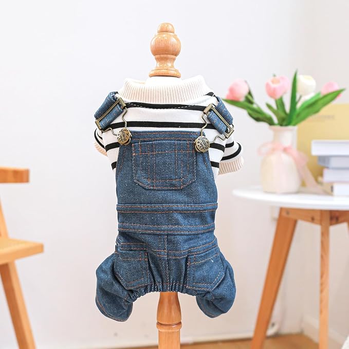 Dog Stylish Overalls Comfortable Puppy One Piece Outfits Summer Bib Overalls for Small Dogs Cute Pet Jumpsuit Onesie Chihuahua Yorkies Birthday Holiday Clothes Costume