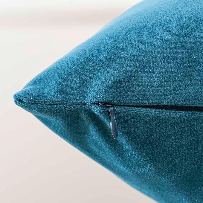22x22 Decorative Velvet Throw Pillow Covers Set of 2,Prussian Blue | Soft Cushion Cases with Invisible Zipper for Modern Couch Sofa Bed Living Room Bedroom Home Decor