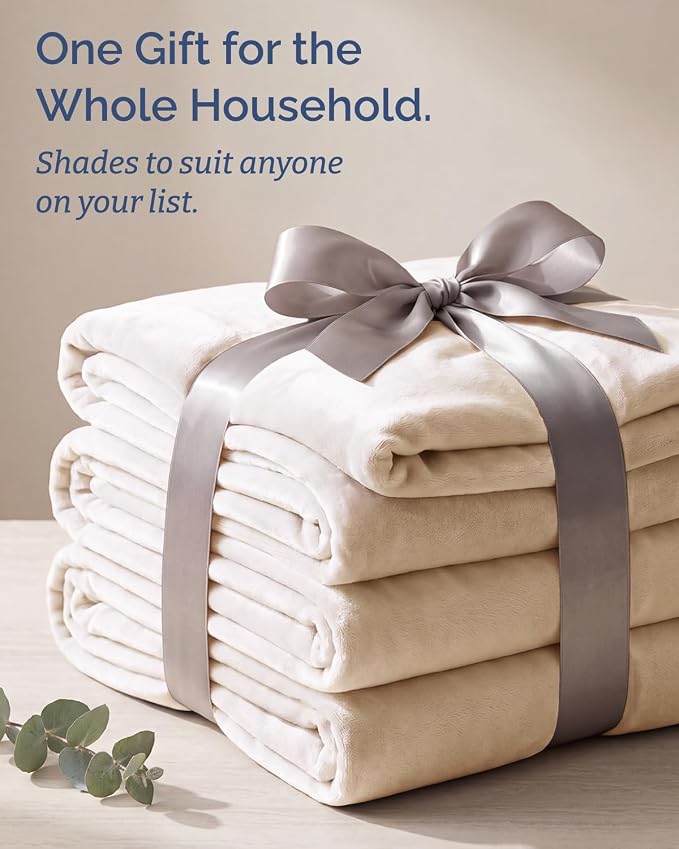 Ultra Soft Fleece Blanket Giant Blanket Size - Flannel Fleece Luxury Blanket - Lightweight for Couch Bed Chair - Thick, Warm and Breathable - All Season Cozy, Cream