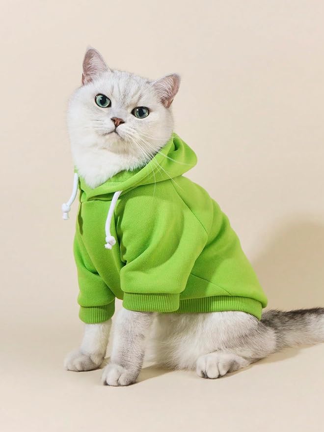 Basic Dog Hoodie Sweatshirt Puppy Sweater Warm Cat Costumes Pet Clothes for Chihuahua Puppy Kitten Small Medium Dogs Green Large