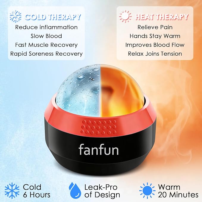Massage Ice Roller Ball - Cold & Heat Therapy Roller for Deep Tissue Massage Pain Relief, Plantar Fasciitis Roller (Black & Red)