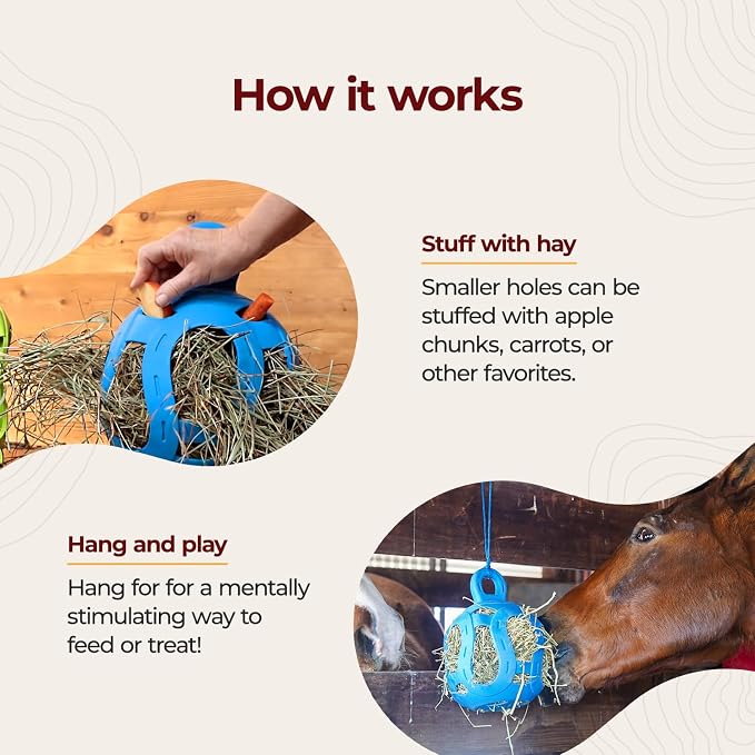 Horsemen's Pride Jolly Hay Ball Stall Toy for Horses, Blue, 8"