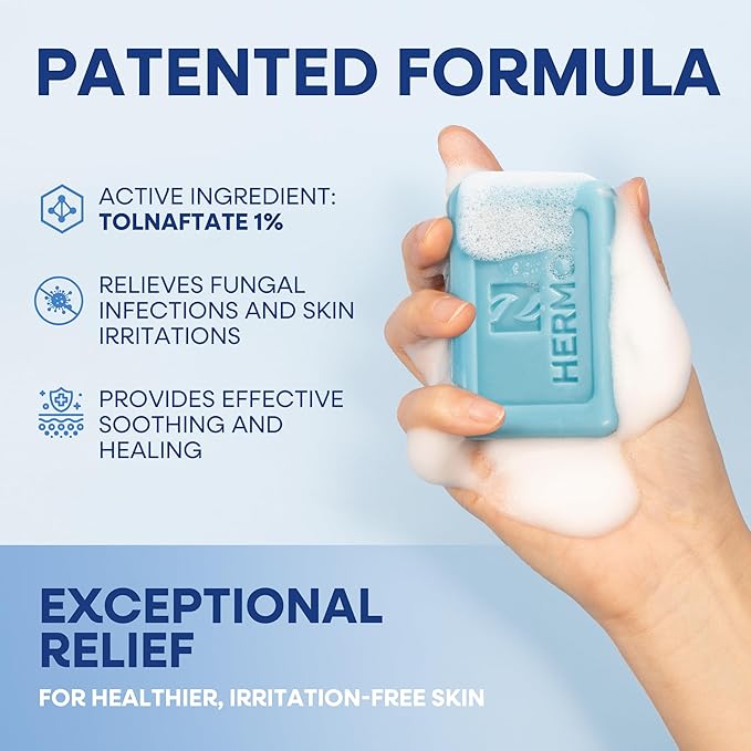 Hermon Antifungal Soap with Tea Tree Oil: Antifungal Bar Soothing Care & Relief of Itchy for Ringworm Jock Itch Athletes Foot - Body & Face Wash (1-Pack (2 Bars Original Tea Tree))