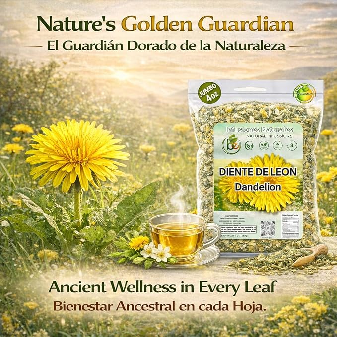 Diente de León Herbal Tea – Dandelion Loose Leaf – 4 oz (113 g) – 100% Natural, Vegan, Non-GMO, Caffeine-Free – Traditional Herbal Infusion – by BexpertsUSA