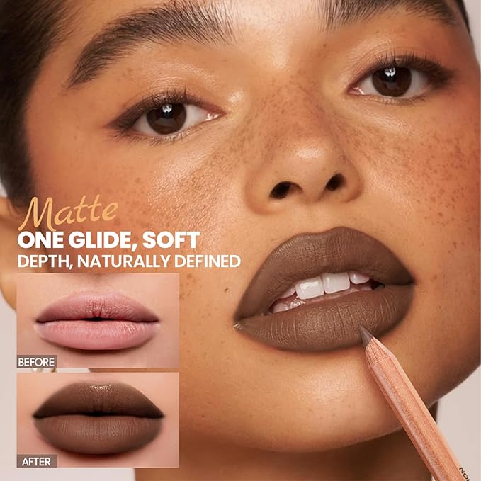 Erinde Nude Matte Lip Liner Set, 6 Colors Lipliner Pencil Pack with Sharpener for Define & Sculpt Lip, Long-Lasting Waterproof Non-Smudge Brown Lipliner Delineador De Labios, 02 Nude Brown Series