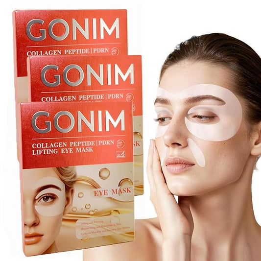 GONIM Under Eye Patches 360° Fit, Eye Mask with Collagen Peptide,Salmon DNA PDRN, Caffeine,Retinol & Niacinamide, PDRN Eye Patches for Puffy Eyes and Dark Circles, Gifts for Women, Hydrating 4 pairsx3